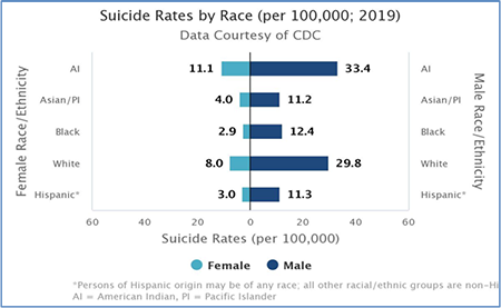 Suicide Rates by Race (per 100,000; 2019)